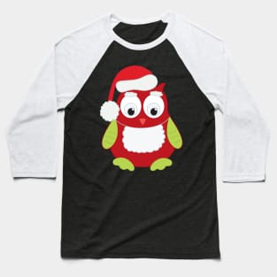 Owl in Santa Hat and Apron Baseball T-Shirt